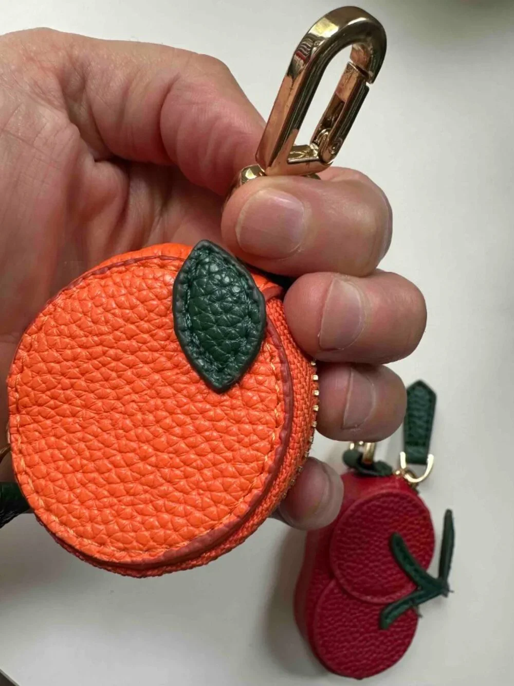 2pcs Adorable Fruit Bag charms Cherries Orange Changepurses Earbud / Coin cases